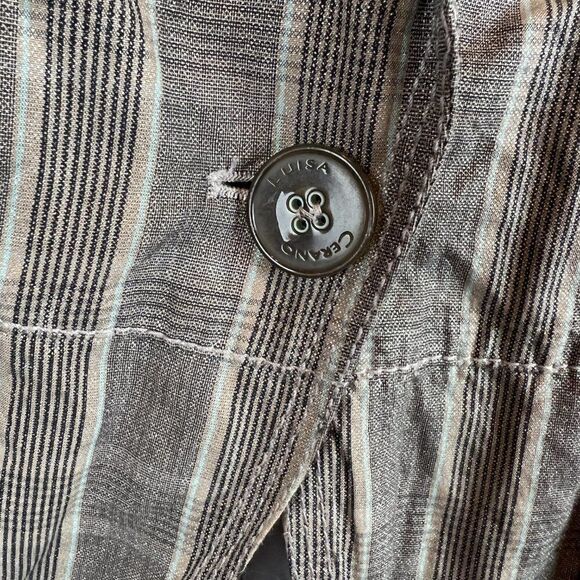 LUISA CERANO gray cotton metallic check plaid lined pockets jacket blazer 8 - Picture 3 of 9